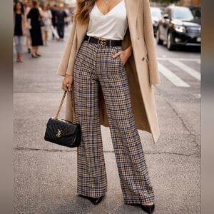 ALYSI Houndstooth Wool Luxury Trousers